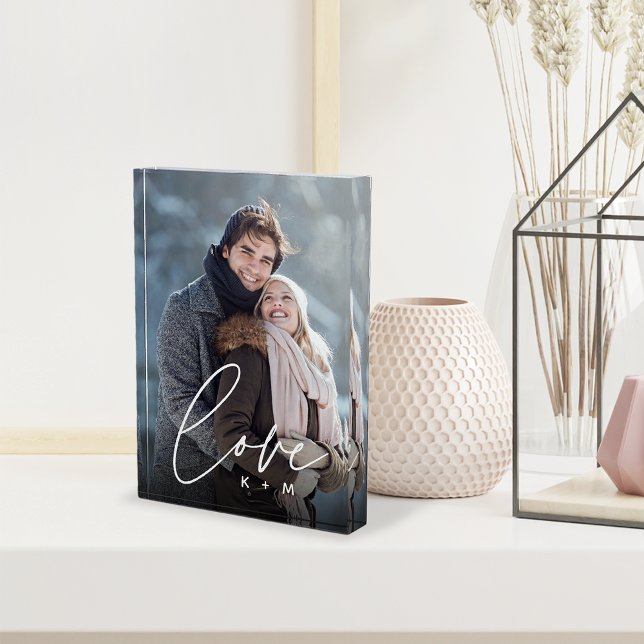 Love Script Overlay Personalised Couples Photo Block (Creator Uploaded)