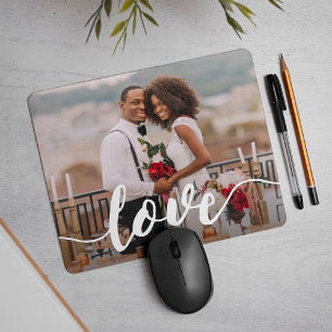Love Script Overlay Photo Mouse Mat