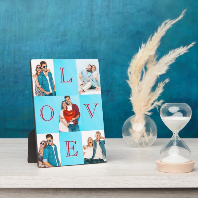 Love Script Personalised Couple Photos Plaque (Side)