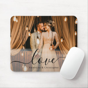Love Script Personalised Family or Couple Photo  Mouse Mat