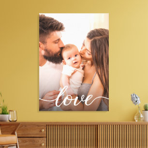 Love Script Personalised Family Photo Canvas Print