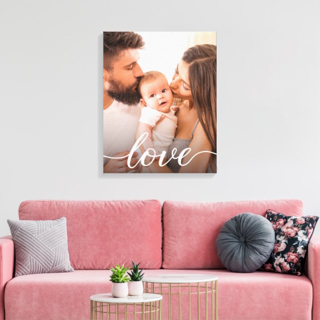Love Script Personalised Family Photo Canvas Print (Insitu(LivingRoom))