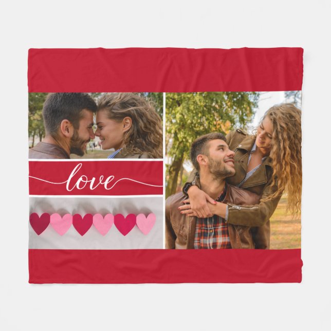 "Love" Script Personalised Photo Collage Fleece Bl (Front (Horizontal))