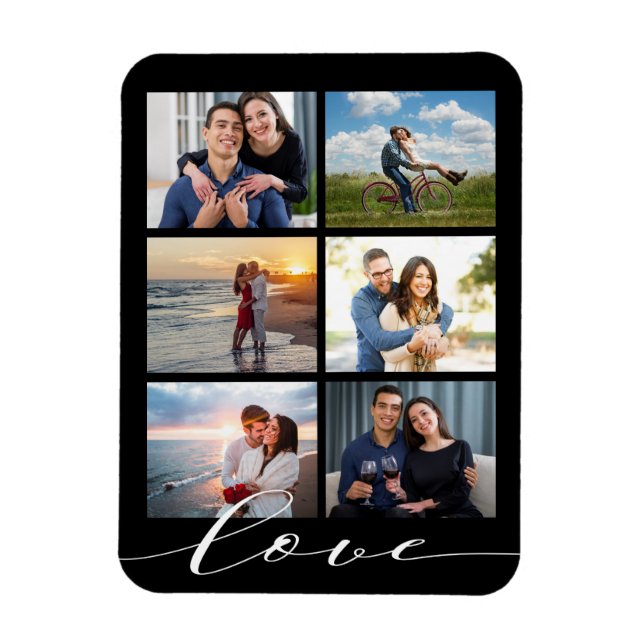 Love Script Photo Collage Magnet (Vertical)