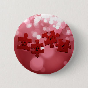 Love Script Puzzle Pieces 6 Cm Round Badge