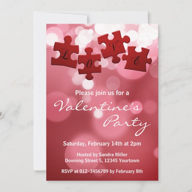 Love Script Puzzle Pieces Invitation (Front)