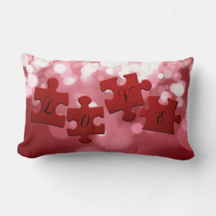 Love Script Puzzle Pieces Lumbar Cushion