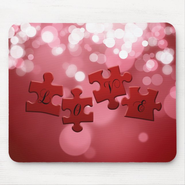 Love Script Puzzle Pieces Mouse Mat (Front)