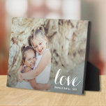 LOVE Script Tabletop Easel Photo Plaque<br><div class="desc">This charming tabletop photo plaque has a built-in easel for frameless display of your favourite photo. Features the word LOVE in a beautiful white script (can be deleted or changed) and any other information you want to include. Create a keepsake to give as gifts or for yourself.</div>
