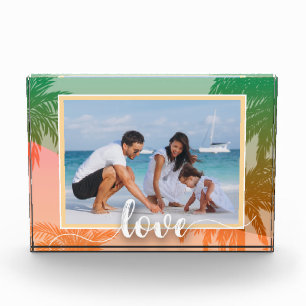 LOVE Script Tropical Palm Trees Photo Block