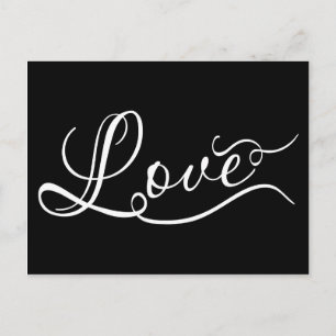 LOVE Script Typography black elegant chic Postcard