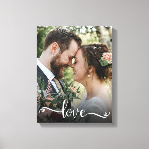 Love Script Wedding Photo Canvas Print