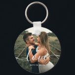 Love Script Wedding Photo Custom  Key Ring<br><div class="desc">Love Script Wedding Photo Custom with your very own photo and names at the bottom.</div>