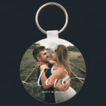 Love Script Wedding Photo Custom  Key Ring<br><div class="desc">Love Script Wedding Photo Custom with your very own photo and names at the bottom.</div>