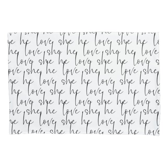 Love Script White Romantic Chic Pillowcase (Front)