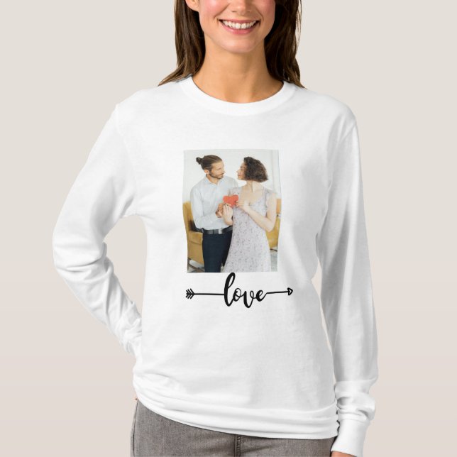 Love Script with Arrow – Romantic Couple Tee (Front)
