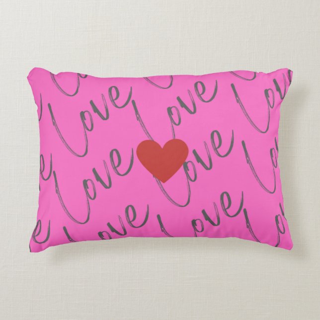 Love Script with Heart  Decorative Cushion (Front)