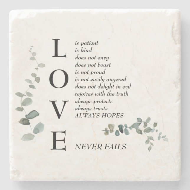 Love Scripture Definition Foliage Stone Coaster (Front)