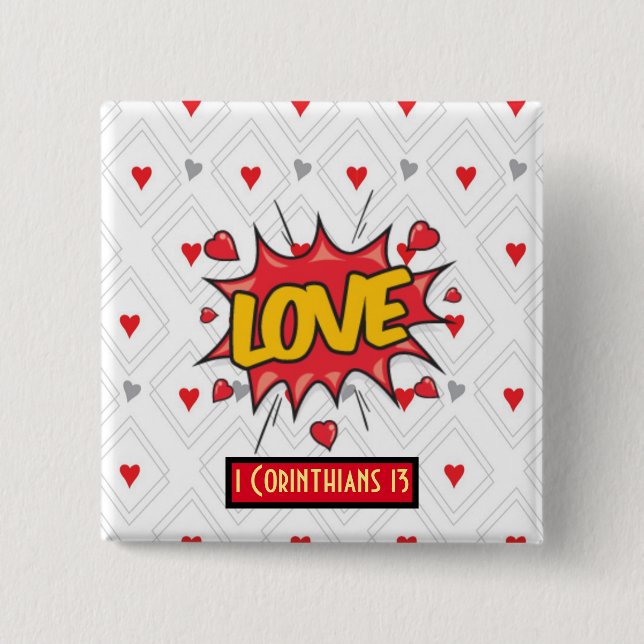 Love Scripture Square Button (Front)