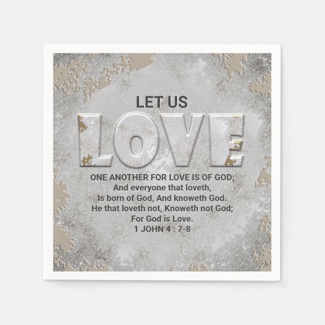 Love Scripture Verse 1 John 4:7-8 Napkin (Front)