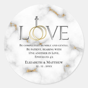 Love Scripture Verse Ephesians 4:2 Wedding Classic Round Sticker