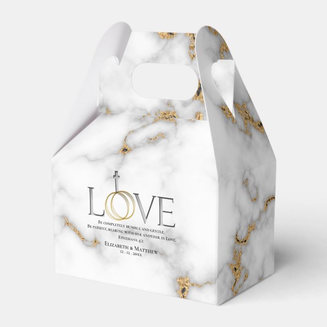 Love Scripture Verse Ephesians 4:2 Wedding Favour Box (Front Side)