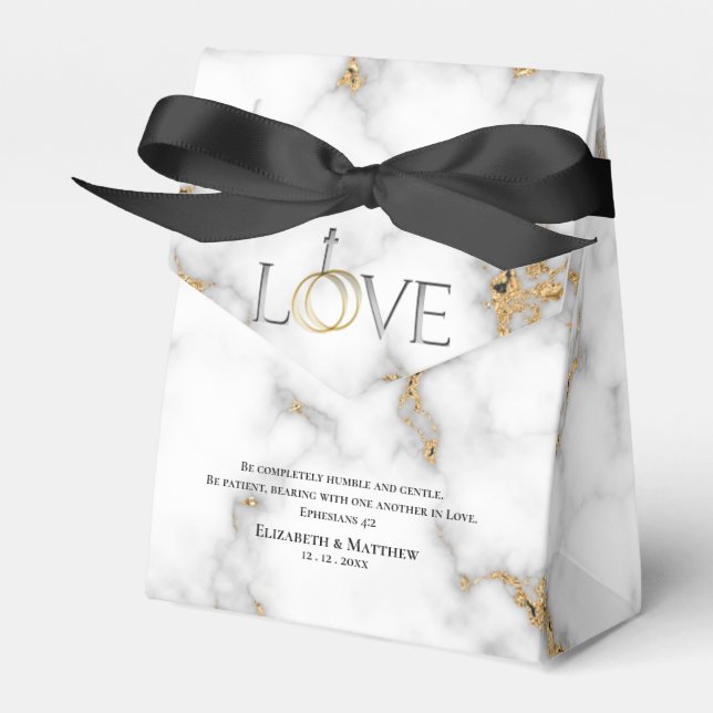 Love Scripture Verse Ephesians 4:2 Wedding Favour Box (Front Side)