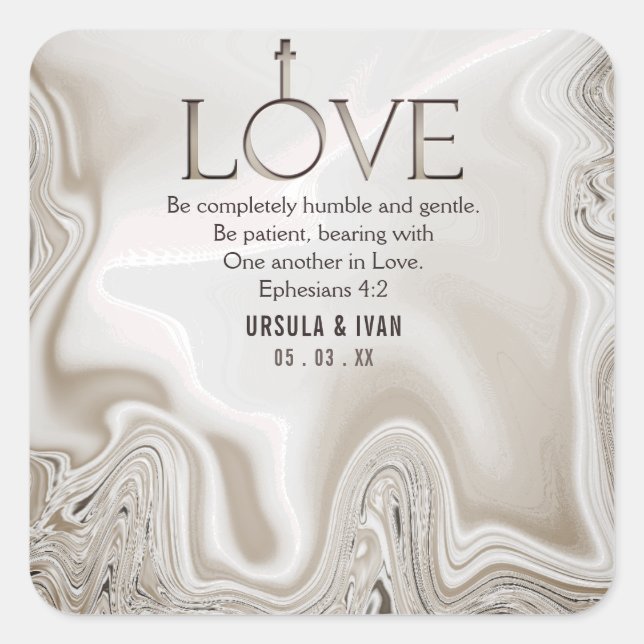Love Scripture Verse Ephesians 4:2 Wedding Square Sticker (Front)