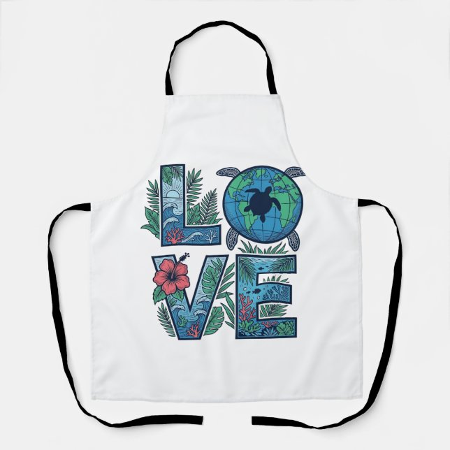 Love Sea Turtle Earth Tropical Apron (Front)