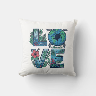 Love Sea Turtle Earth Tropical Cushion