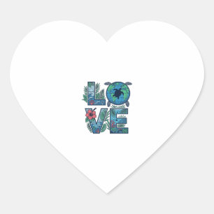Love Sea Turtle Earth Tropical Heart Sticker