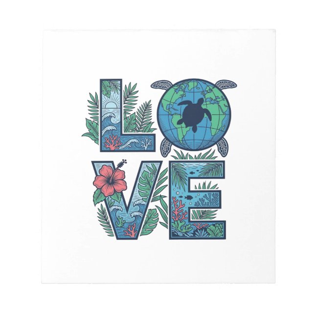 Love Sea Turtle Earth Tropical Notepad (Front)