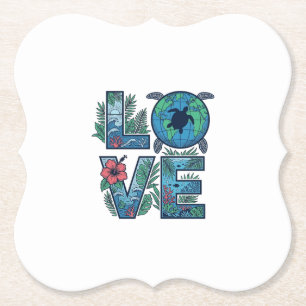 Love Sea Turtle Earth Tropical Paper Coaster