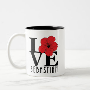 LOVE Sebastian 11oz red hibiscus Two-Tone Coffee Mug