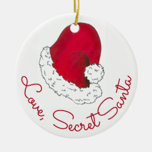 Love, Secret Santa Claus Merry Christmas Gift Xmas Ceramic Tree Decoration