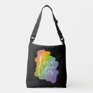 Love Sees No Colour Quote Rainbow Black Crossbody Bag