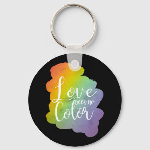 Love Sees No Colour Quote Rainbow Black Key Ring