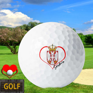 Love Serbia Golf Balls, Serbian flag, Heart Golf Balls