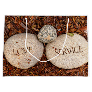 "Love" "Service" Spiritual Religious Stones Large Gift Bag