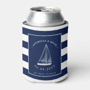 Love Sets Sail Nautical Wedding Can Cooler