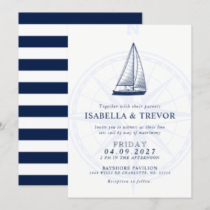 Love Sets Sail Wind Rose Nautical Wedding Invite