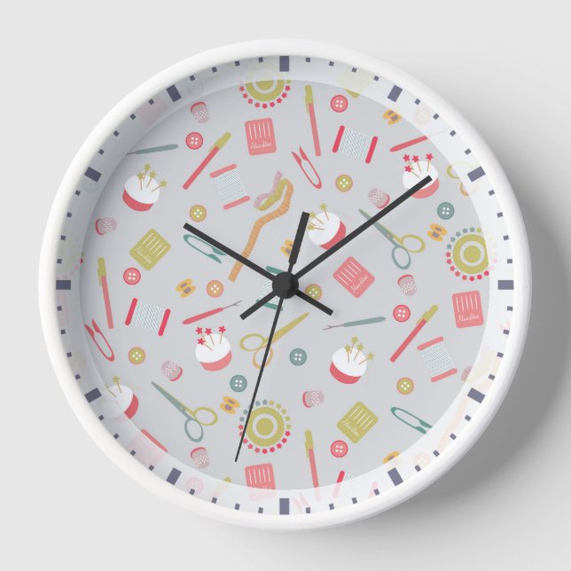 Love Sewing Accessories Grey Clock (Front)