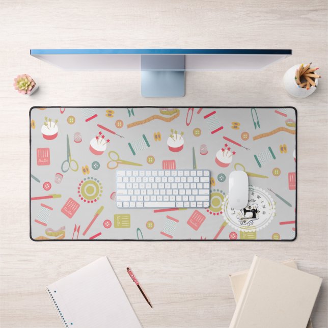 Love Sewing Accessories Grey Desk Mat (Office 1)