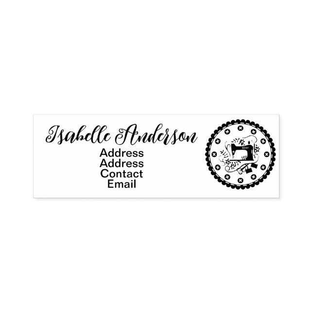 Love Sewing Address Business Self-inking Stamp (Design)