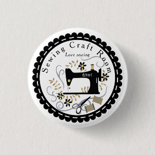 Love Sewing Black White 3 Cm Round Badge