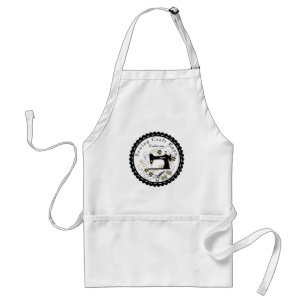 Love Sewing Black White Standard Apron