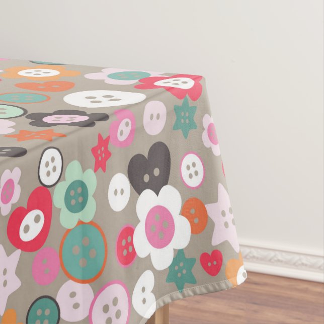 Love Sewing Buttons Ash Tablecloth (In Situ)