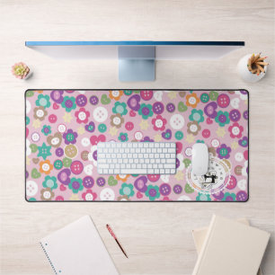 Love Sewing Buttons Pink Desk Mat