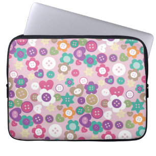 Love Sewing Buttons Pink Laptop Sleeve