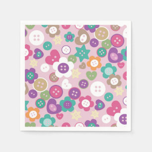 Love Sewing Buttons Pink Napkins